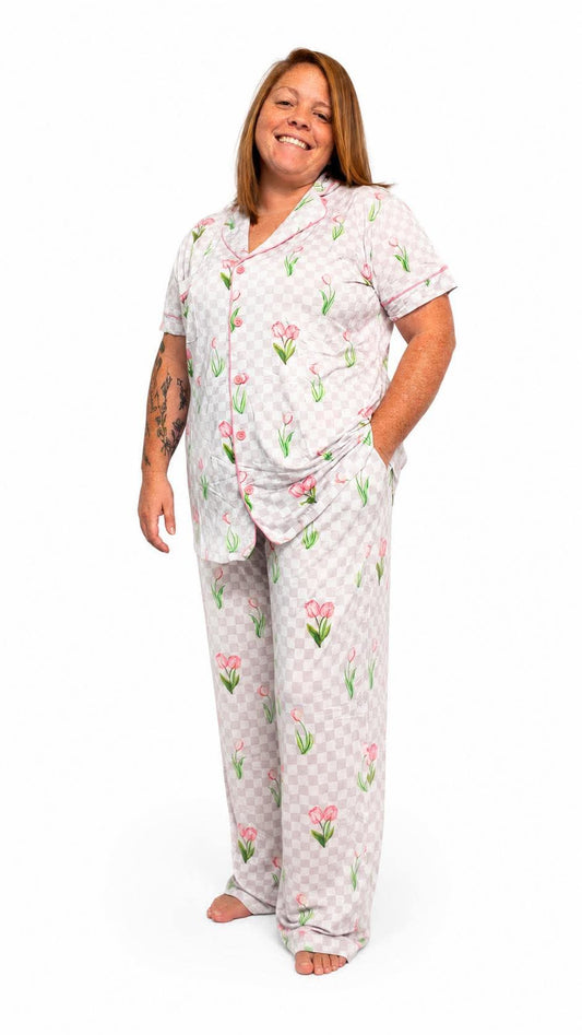 Checkered In Bloom Women's Pajamas