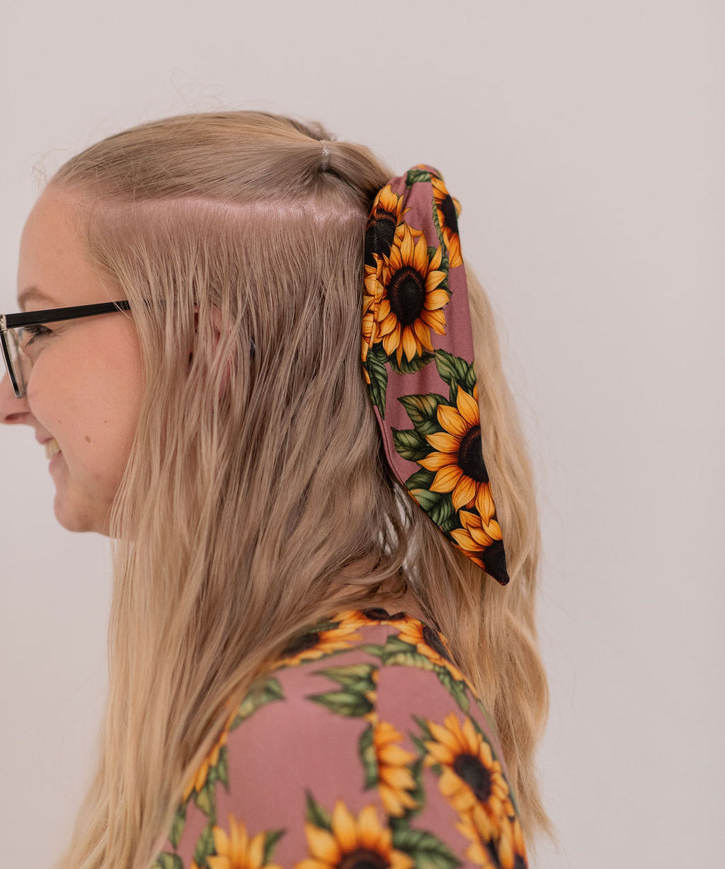 Mauve Sunflower Meadow Hair Scarf