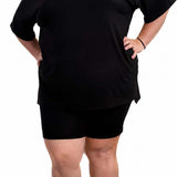 Luxe Noir Women's Oversized Shirt and Biker Short