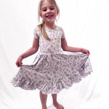 Sage Garden Twirl Dress with Pockets & Shorts Set