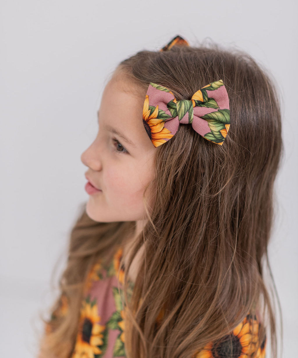 Mauve Sunflower Meadow Piggie Bows