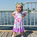 Darling Patchwork Twirl Dress with Pockets & Shorts Set