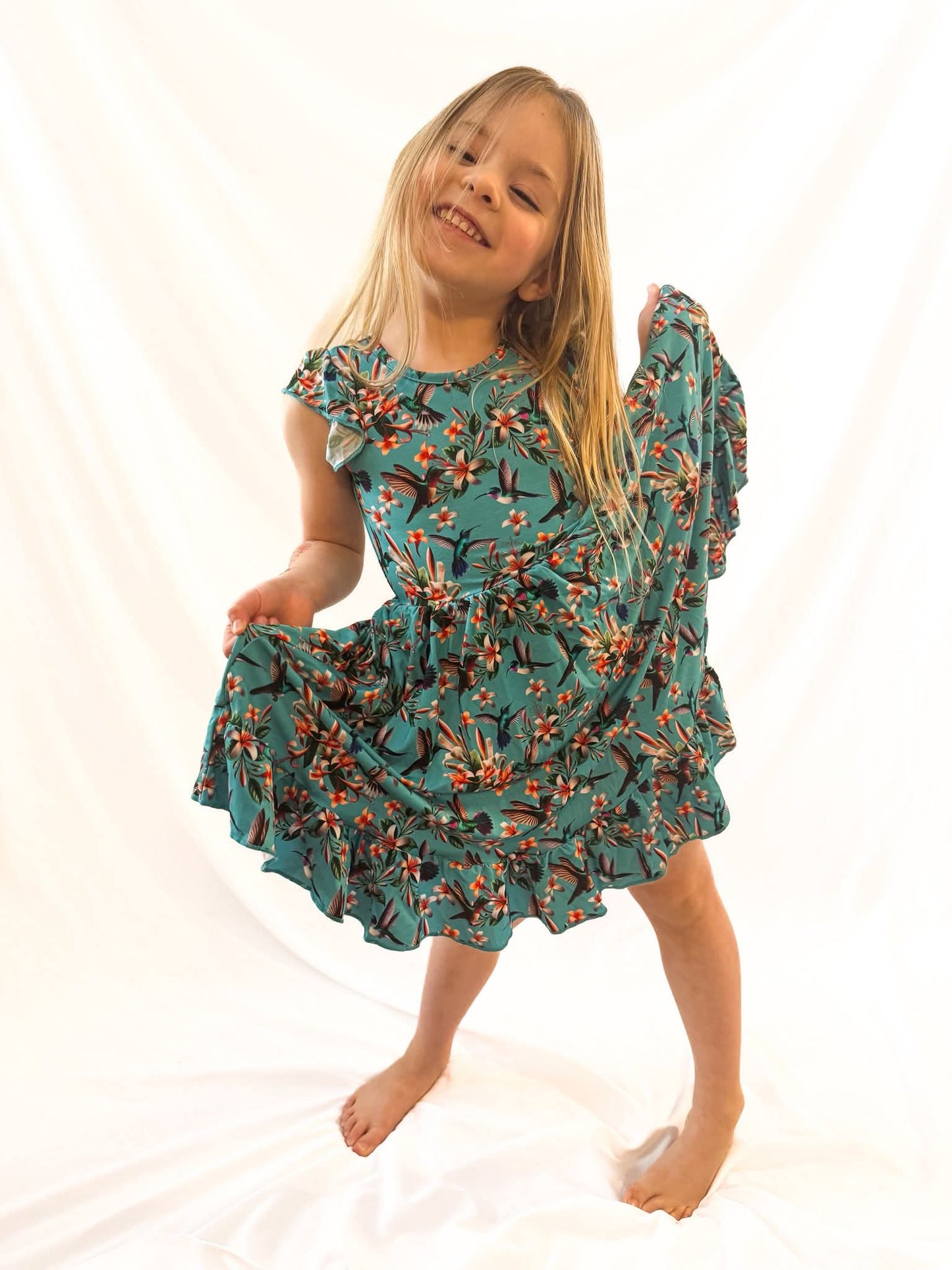 Flutter and Bloom Twirl Dress with Pockets & Shorts Set