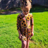 Mauve Sunflower Meadow 2 piece Peplum and Leggings Set