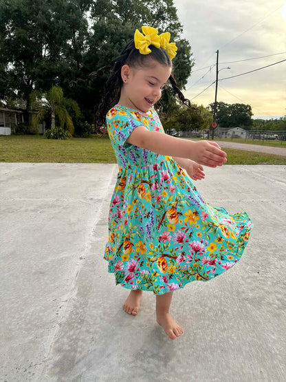 Buzzing Blooms Twirl Dress & Shorts Set