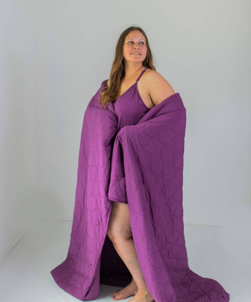 Plum Quilted 2.5 Tog Adult Blanket