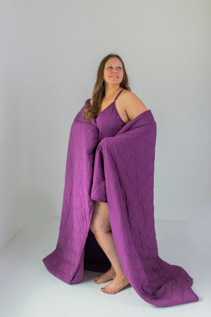 Plum Quilted 2.5 Tog Adult Blanket