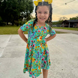 Buzzing Blooms Twirl Dress & Shorts Set