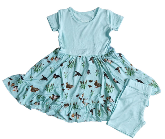 We Flock Together Twirl Dress with Pockets & Shorts Set