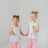 Checkered In Bloom 2 piece Peplum and Pant Set