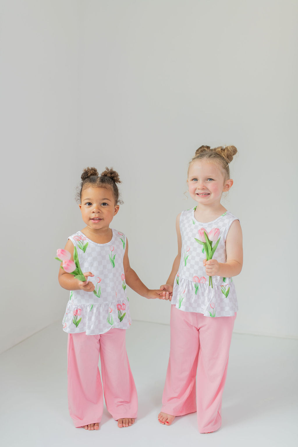 Checkered In Bloom 2 piece Peplum and Pant Set