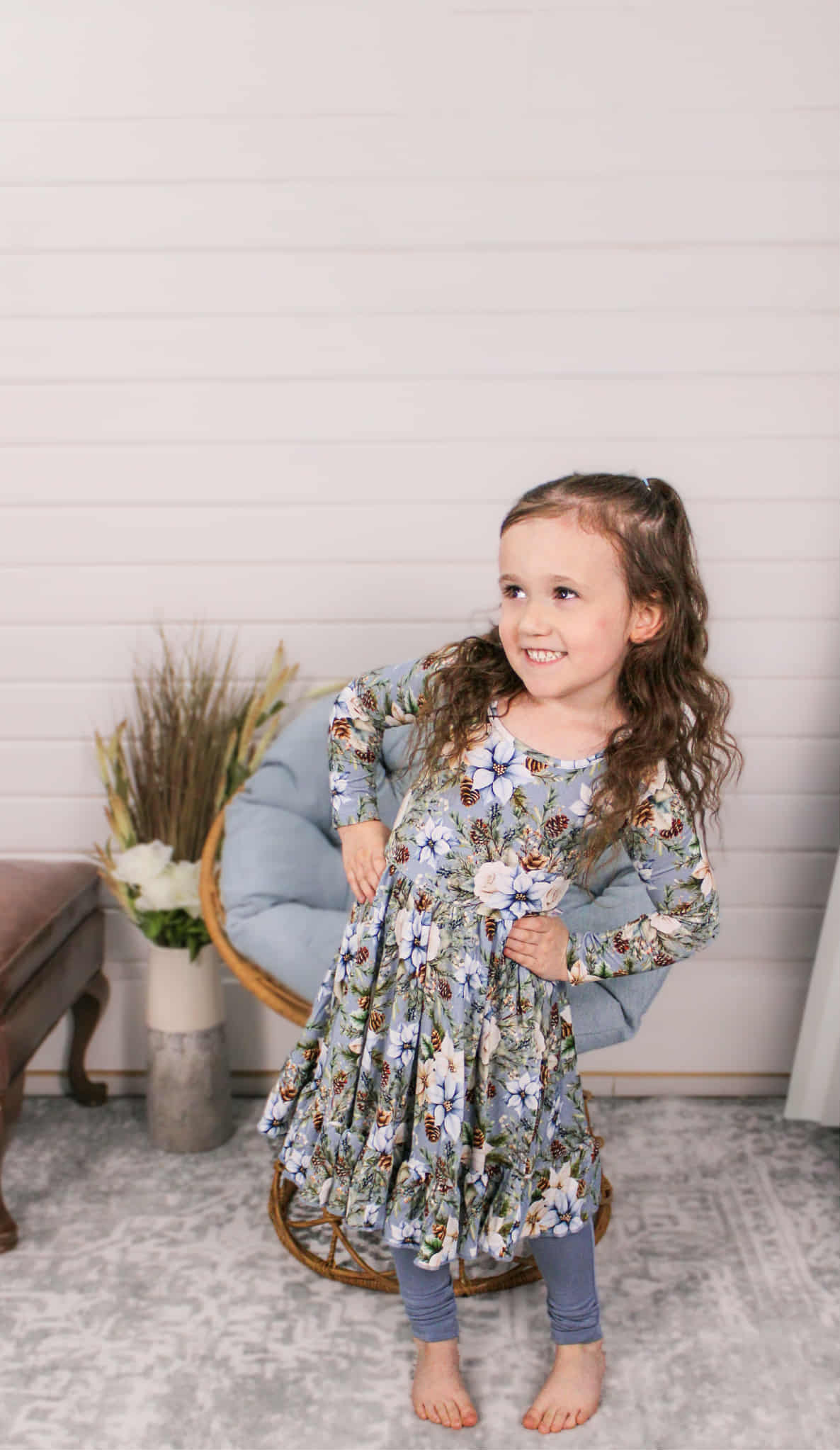 Winter Whimsy Twirl Dress with Pockets & leggings set