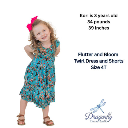 Flutter and Bloom Twirl Dress with Pockets & Shorts Set