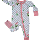 Checkered In Bloom Convertible Zip-Up
