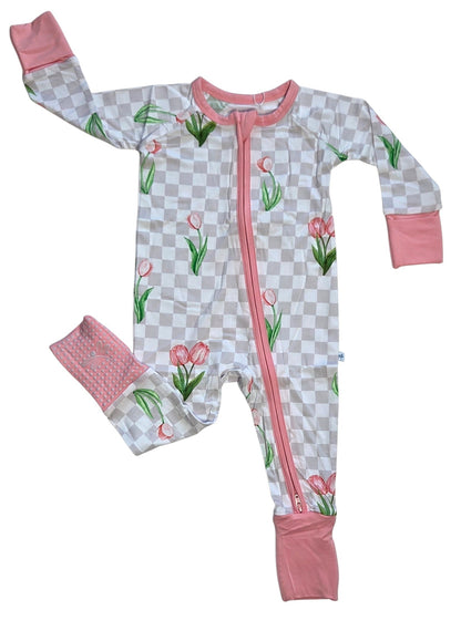 Checkered In Bloom Convertible Zip-Up