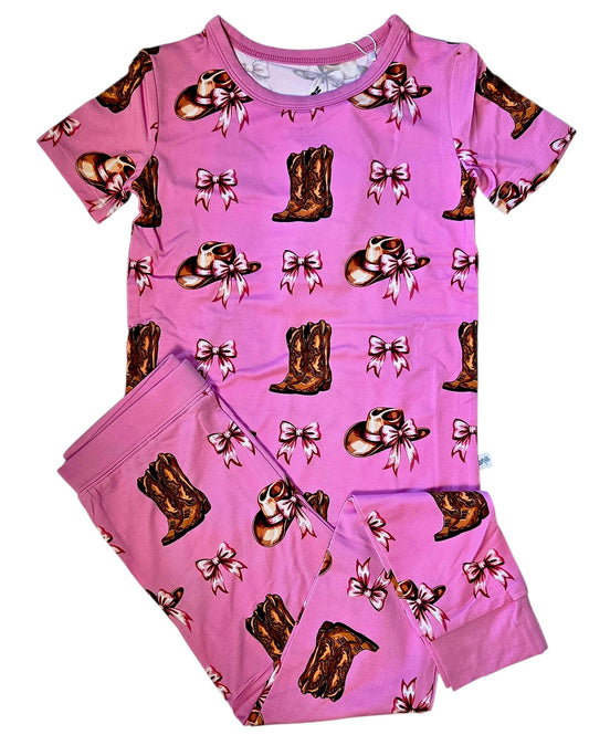 Boots and Bow 2 Piece Pajama Set