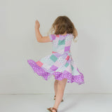 Darling Patchwork Twirl Dress with Pockets & Shorts Set