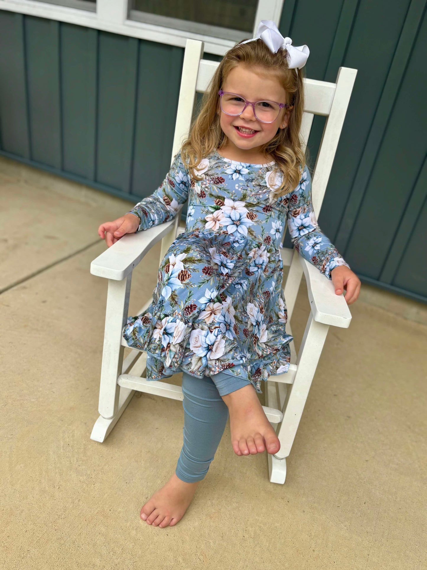 Winter Whimsy Twirl Dress with Pockets & leggings set