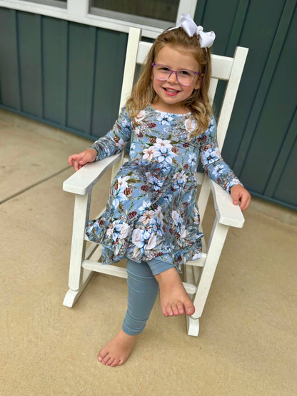 Winter Whimsy Twirl Dress with Pockets & leggings set