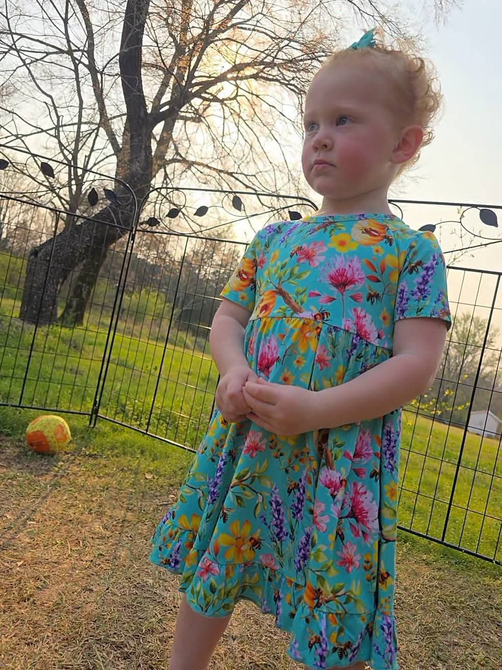 Buzzing Blooms Twirl Dress & Shorts Set