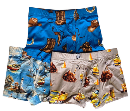 Boy's Boxer Brief 3-Pack (Construction, Harbor, Cowboy)