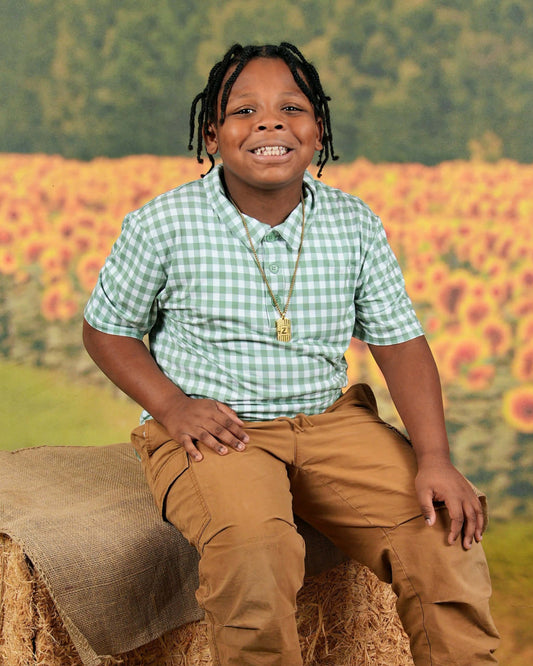 Sage Gingham Polo Shirt