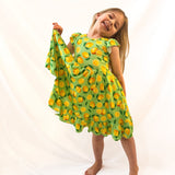 Lemon Pop Twirl Dress with Pockets & Shorts Set