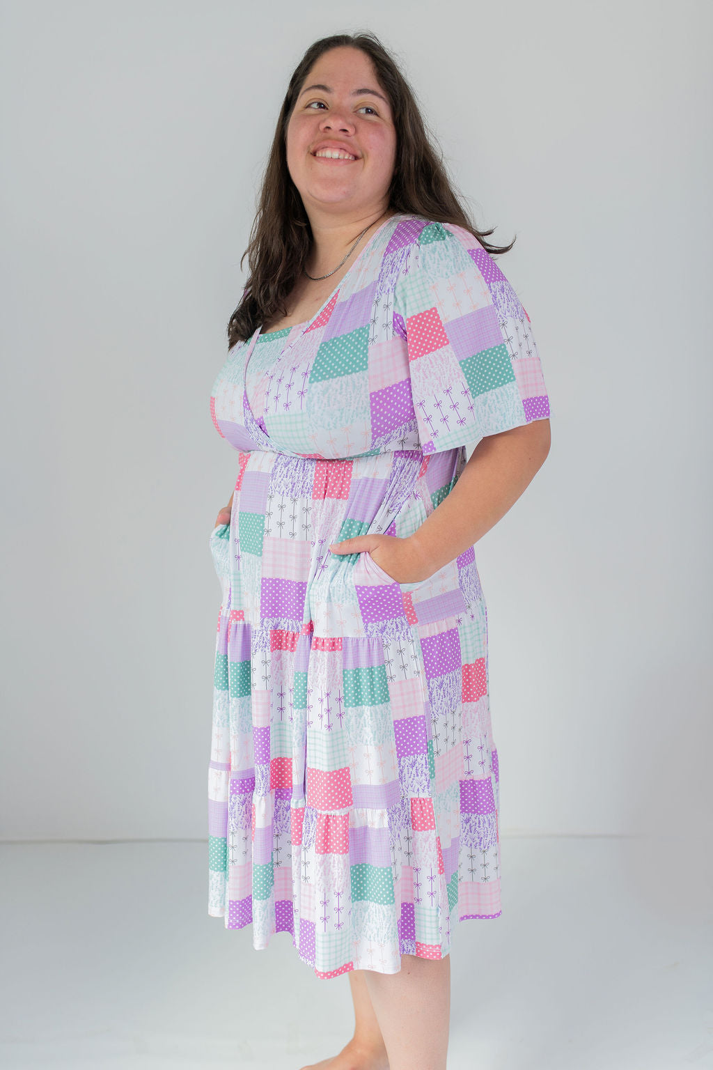 Darling Patchwork Women's Midi Dress