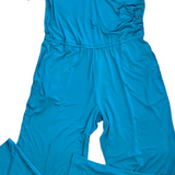 Obsidian Blue Women's Short Sleeve Wide Leg Jumpsuit