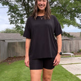 Luxe Noir Women's Oversized Shirt and Biker Short