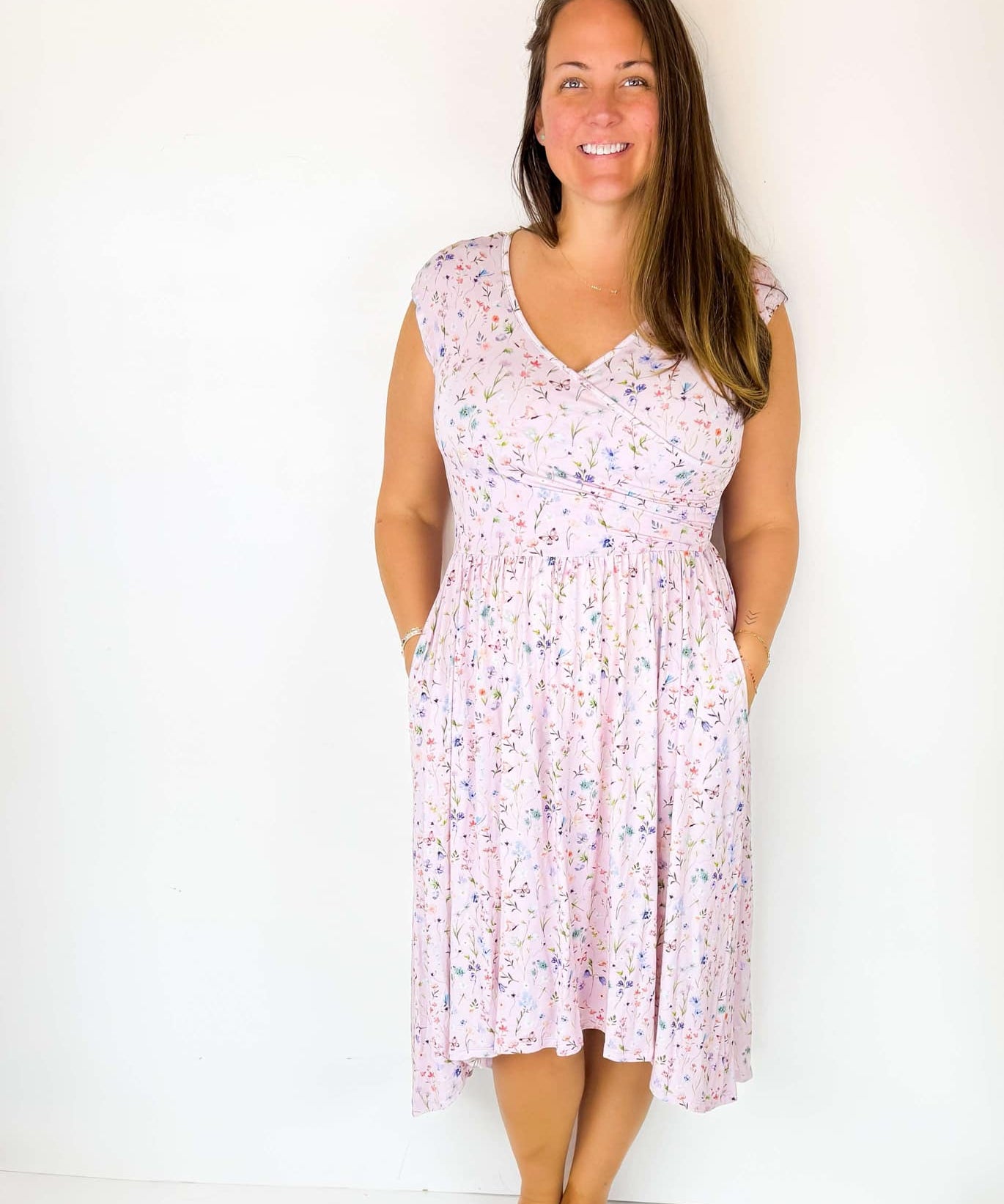 Wildflower Garden Cap Sleeve Women's Hi-Low Dress