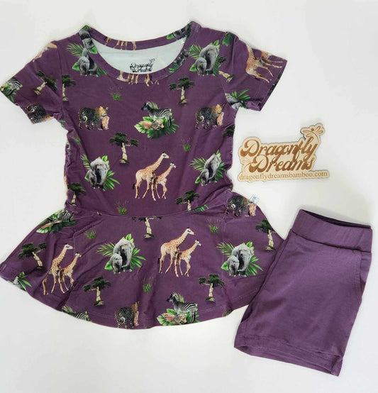 Safari Night 2 Piece Peplum and Short Set