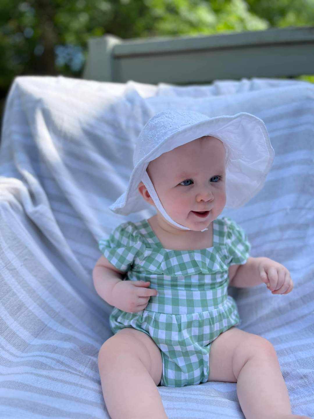 Sage Gingham Bubble Romper