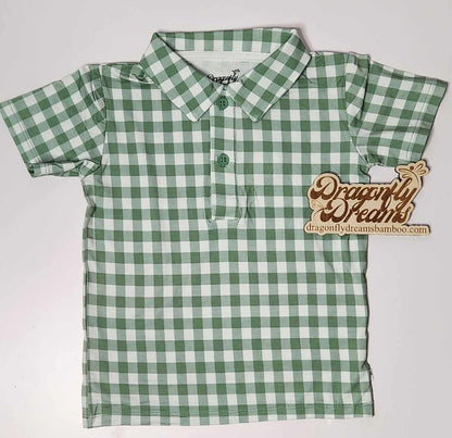 Sage Gingham Polo Shirt