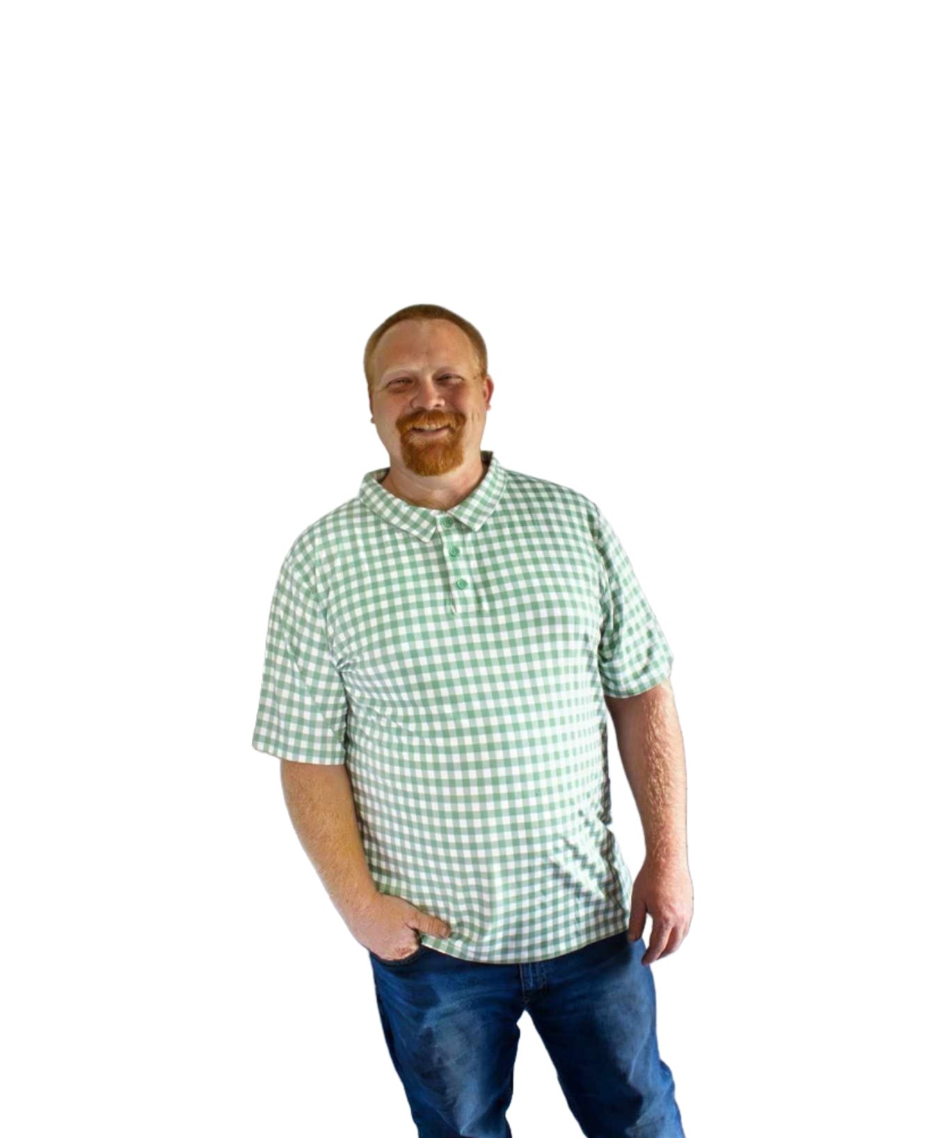 Sage Gingham Men's Polo Shirt