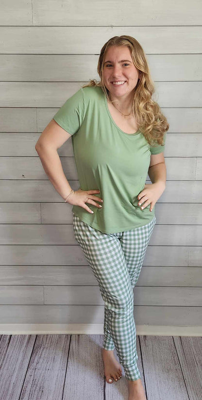 Sage Gingham Women's Pajamas