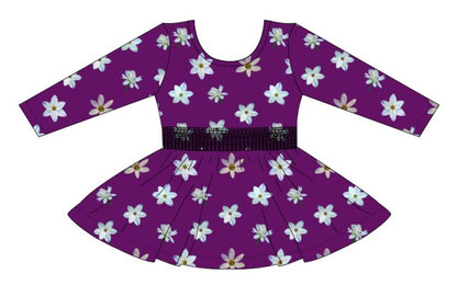 Twilight Blooms Smocked Waist Twirl Dress with Pockets